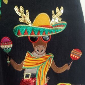 Ugly Christmas Sweater Womens 3X 3D Red Peppers Feliz Navidad Novelity